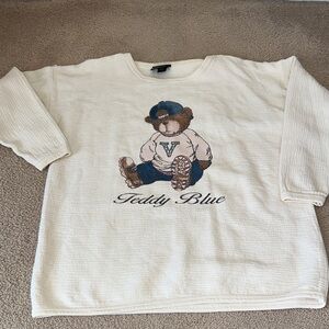 Vintage Tompkins ave teddy bear pullover